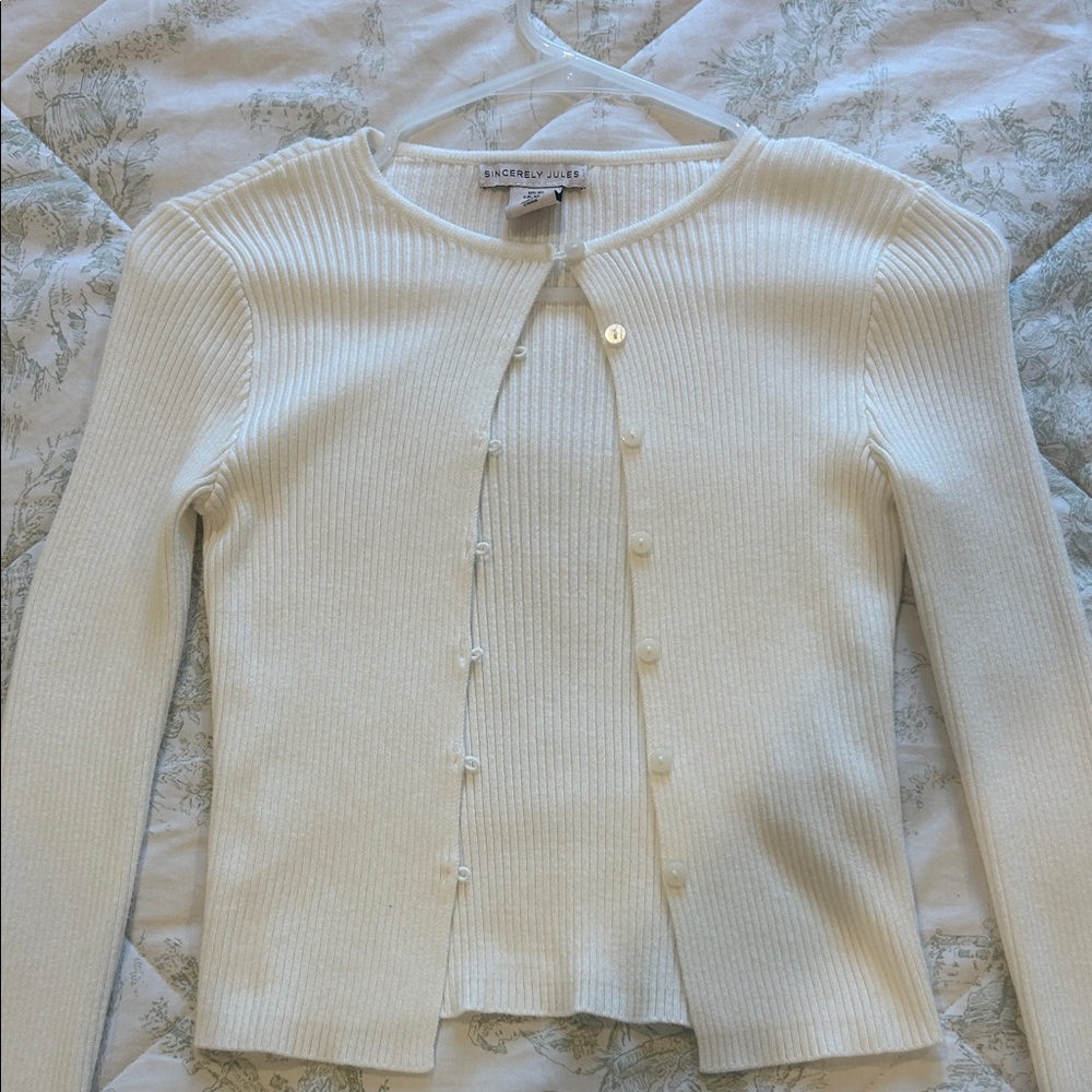 Ivory Ribbed Cardigan